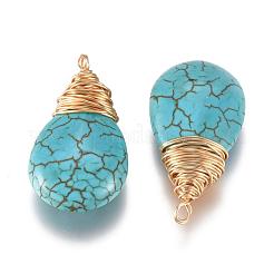 Natural Howlite Pendants&nbsp;G-P405-H01