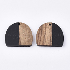 Resin & Walnut Wood Semi Circle Pendants&nbsp;X-RESI-T035-07A