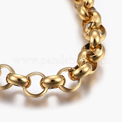 Ion Plating(IP) 304 Stainless Steel Rolo Chain Bracelets&nbsp;BJEW-L634-03B-G