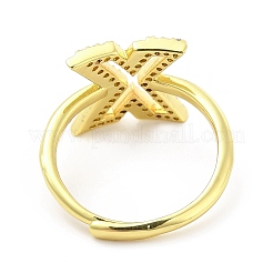Mixed Color Enamel Initial Letter Adjustable Ring with Clear Cubic Zirconia&nbsp;RJEW-P045-01G-X