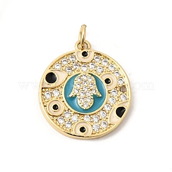Brass Micro Pave Cubic Zirconia Pendants&nbsp;KK-K419-01G