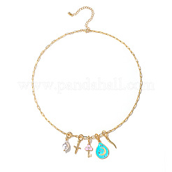 Cross & Teardrop & Heart Key Zinc Alloy Enamel with Crystal Rhinestone Pendant Necklaces for Women&nbsp;FS-WGAA5F7-01