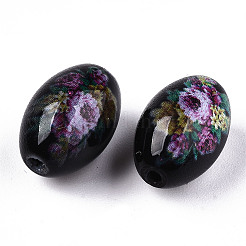 Printed & Spray Painted Opaque Glass Beads&nbsp;LS-GLAA-S047-07B-D02