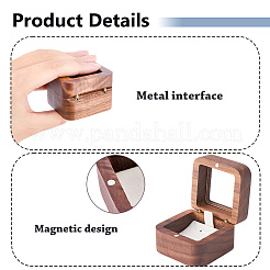 Wooden Pendant Earrings Storage Magnetic Boxes with Visible Window Lid&nbsp;CON-WH0085-235B
