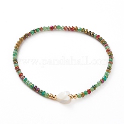 Faceted Rondelle Glass Beads Stretch Bracelets&nbsp;BJEW-JB05793