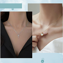10Pcs 2 Colors 1.4MM Brass Cross/Rolo Chain Necklaces&nbsp;MAK-BBC0001-31