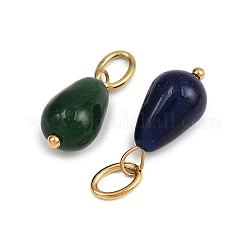 12Pcs 12 Colors Natural Rose Quartz & Green Aventurine & Topaz Jade & Strawberry Quartz & Amazonite & Jade Teardrop Pendants&nbsp;STAS-G359-04G