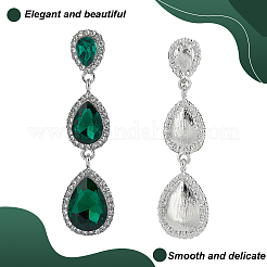 3 Pairs 3 Colors Glass Teardrop Dangle Stud Earrings with Rhinestone&nbsp;EJEW-AN0003-98