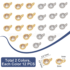 24Pcs 2 Colors Brass Micro Pave Cubic Zirconia Pendants&nbsp;KK-UN0005-06