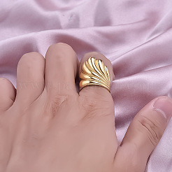 Adjustable Stainless Steel Cuff Open Rings with Leaf&nbsp;NX3774-2
