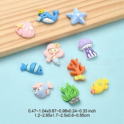 10Pcs 10 Styles Ocean Theme Opaque Resin Cabochons&nbsp;RESI-YW0001-53