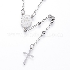 Non-Tarnish 304 Stainless Steel Rosary Bead Necklaces&nbsp;LS-NJEW-D285-40P