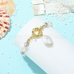 Natural Baroque Nucleated Baroque Keshi Pearl Charm Bracelets&nbsp;BJEW-JB14098