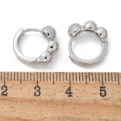 Brass Clear Cubic Zirconia Hoop Earrings&nbsp;EJEW-Q014-07P