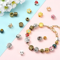 30Pcs 15 Styles Tibetan Style Alloy European Beads&nbsp;TIBE-YW0002-07