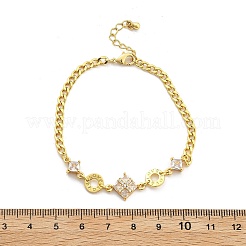 Brass Micro Pave Clear Cubic Zirconia Link Bracelets&nbsp;BJEW-U020-21G