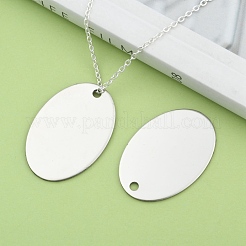Tarnish Resistant 201 Stainless Steel Oval Stamping Blank Tag Pendants&nbsp;STAS-R064-03