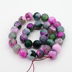 Natural Fire Crackle Agate Faceted Round Beads Strands&nbsp;G-A134-02F-10mm