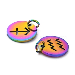 12Pcs 12 Style Rainbow Color Ion Plating(IP) 201 Stainless Steel Charms&nbsp;STAS-YW0001-32