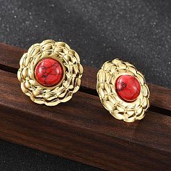 201 Stainless Steel Flat Round Stud Earrings&nbsp;EJEW-P304-12G