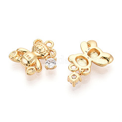 Brass Micro Pave Clear Cubic Zirconia Pendants&nbsp;X1-KK-T078-02G-05