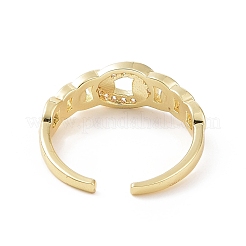 Clear Cubic Zirconia Curb Chains Shape Open Cuff Ring&nbsp;RJEW-E072-17G