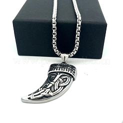 304 Stainless Steel Punk Tiger Tooth Shaped Pendant Necklaces for Men Women&nbsp;DC8418
