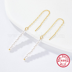 S925 Silver Tassel Earrings with Rice Beads&nbsp;ZC4756