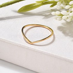 304 Stainless Steel V-shaped Plain Band Rings&nbsp;RJEW-I110-02G