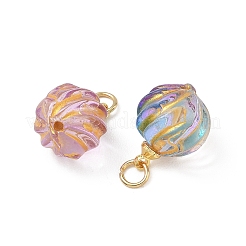 Baking Paint and Golden Metal Enlaced Glass Pendants&nbsp;PALLOY-JF05670-02