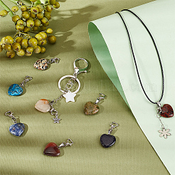 18Pcs 18 Style Gemstone Pendant Decorations&nbsp;PALLOY-PH0004-40