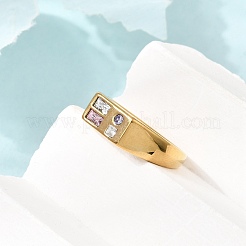 Stainless Steel Pave Colorful Cubic Zirconia Finger Rings&nbsp;SA-CBA90C5-04C-G
