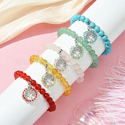 Natural Green Aventurine & Synthetic Citrine & Natural & Dyed Malaysia Jade & Natural Rose Quartz & Synthetic Turquoise Beads Stretch Bracelets for Women&nbsp;BJEW-JB11473