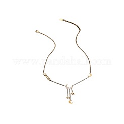 304 Stainless Steel & Natural Shell Moon Star Tassel Pendant Necklaces&nbsp;FS-WG19BD0-01