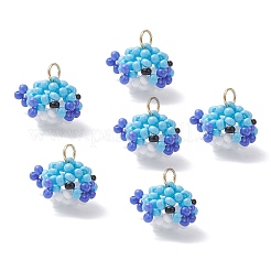 4Pcs Glass Seed Beaded Puffer Pendants&nbsp;PALLOY-MZ01121