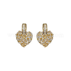 Brass Clear Cubic Zirconia Dangle Stud Earrings&nbsp;FS-WGC4A72-01
