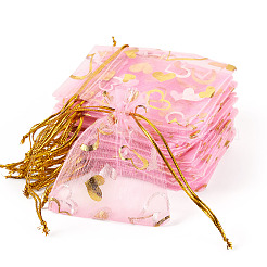 50Pcs Heart Printed Organza Bags&nbsp;OP-TADJ0001-01B