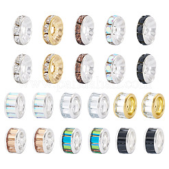 55Pcs 11 Styles Alloy Glass & Iron Rhinestone Spacer Beads&nbsp;FIND-TA0008-70C