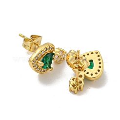 Brass Pave Cubic Zirconia Stud Earrings&nbsp;EJEW-N054-50A-G