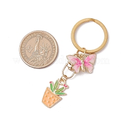 3Pcs Potted Plant & Butterfly Alloy Enamel Pendant Keychains&nbsp;KEYC-JKC01160