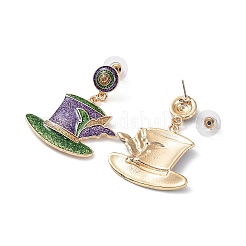 Carnival Theme Glitter Zinc Alloy Hat Dangle Stud Earrings&nbsp;EJEW-D087-04KCG