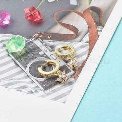 Butterfly Cubic Zirconia Dangle Hoop Earrings for Girl Women Gift&nbsp;X1-EJEW-JE04637