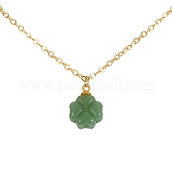 Clover Glass Pendant Necklace with Cable Chains&nbsp;NJEW-TA00087