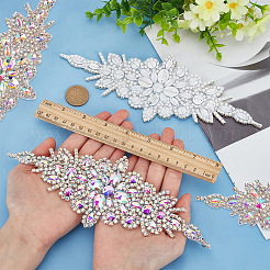 4Pcs Flower Glitter Glass Hotfix Rhinestone&nbsp;FIND-FG0005-50