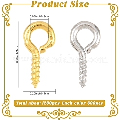 1200Pcs 2 Colors Iron Screw Eye Pin Peg Bails&nbsp;IFIN-YW0004-11
