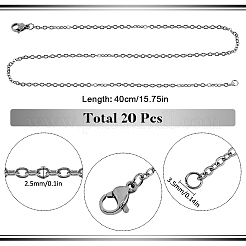 20Pcs 304 Stainless Steel Flat Cable Chain Necklaces Set&nbsp;NJEW-SC0001-28