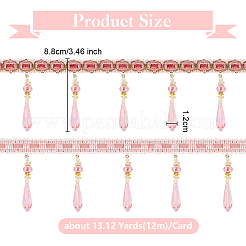 12M Polyester Fringe Lace Trims&nbsp;SRIB-WH0026-26A