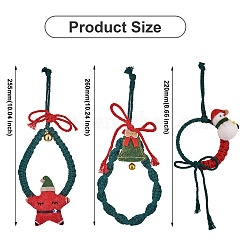 3Pcs 3 Style Christmas Theme Cotton Weave Pendant Decorations Sets&nbsp;HJEW-CF0001-12