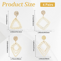 4 Pairs 4 Styles Rattan Dangle Stud Earrings&nbsp;EJEW-SP0001-16A