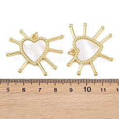 Natural Shell Heart Pendants&nbsp;KK-L251-42G-02